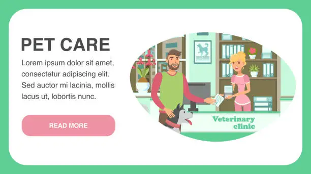 Vector illustration of Veterinary Clinic Landing Page Vector Template