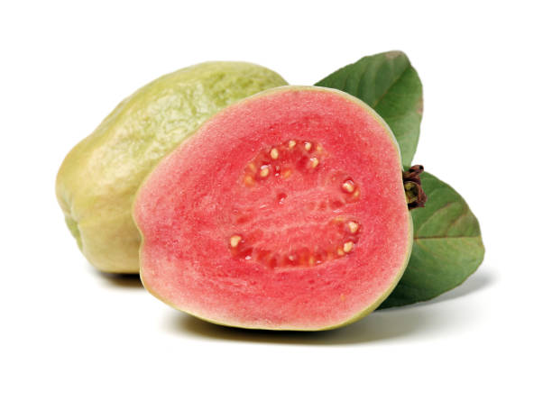 istock Pink guava isolated on white background 1133917487