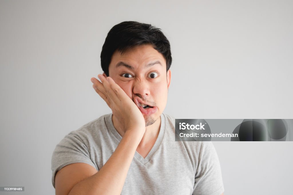 Funny Face Of Angry Man Punish Himself By Hit On His Own Face Stock Photo -  Download Image Now - iStock