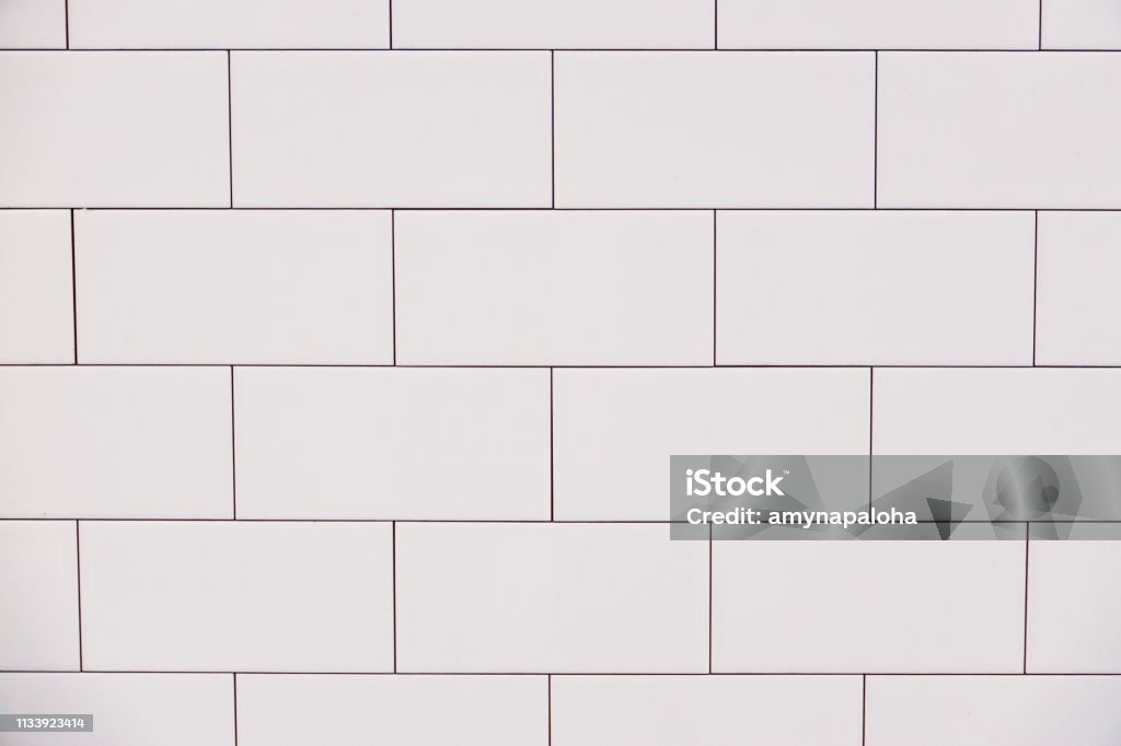 close up white vintage ceramic brick tile wall - Royalty-free Azulejo Foto de stock