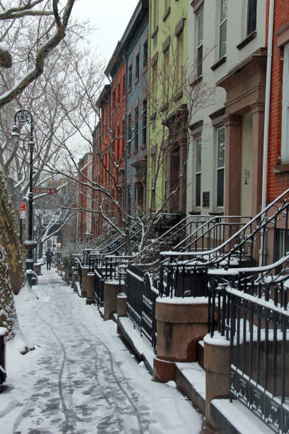 istock Colorful Brooklyn Heights in Snow 1133934615