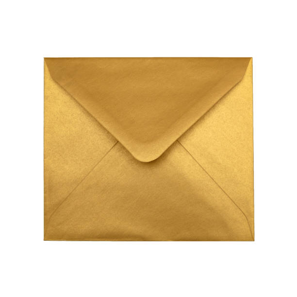 istock Golden paper envelope isolated on white background 1133940741