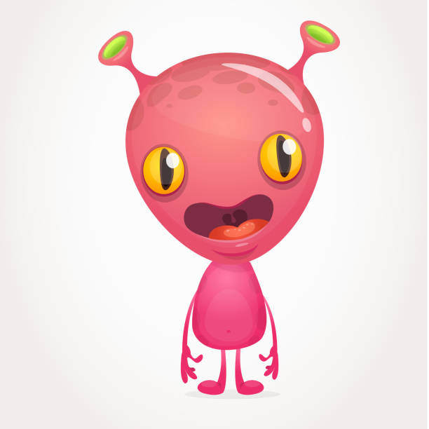 Cool Cartoon Alien Character Stock Illustration - Download Image Now -  Alien, Pink Color, Characters - iStock