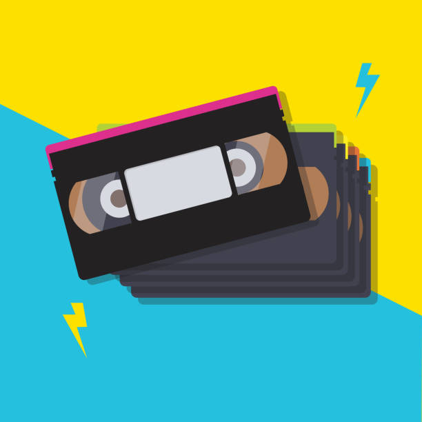 Stack of video cassette tapes Stack of video cassette tapes. poster vector illustration web radio stock illustrations