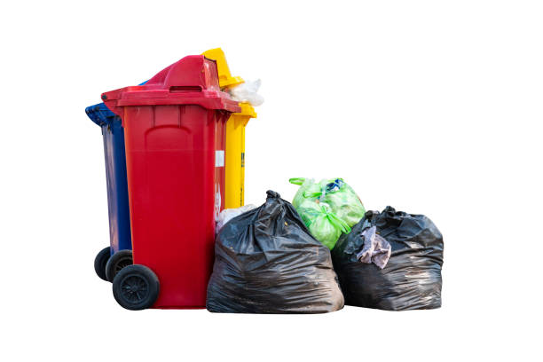 istock Group of bin and plastic garbage on a white background cause of pollution in environment. 1133948087