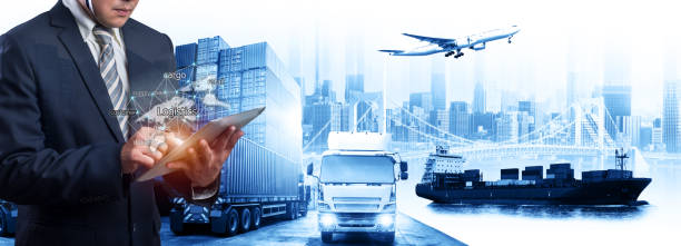 istock World map with logistic network distribution, Logistic and transport concept in front Industrial Container Cargo freight ship for Concept of fast or instant shipping, Online goods orders worldwide 1133948183