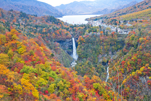 Kegon Falls near Nikko, Japan in autumn