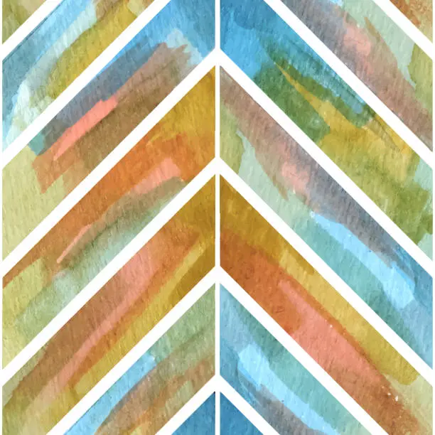 Vector illustration of Vector seamless chevron pattern with hand made watercolor paintings