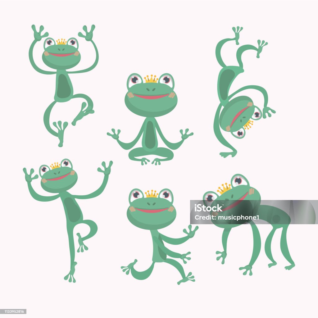 Cartoon Vector of Green frog. Amphibian stock vector