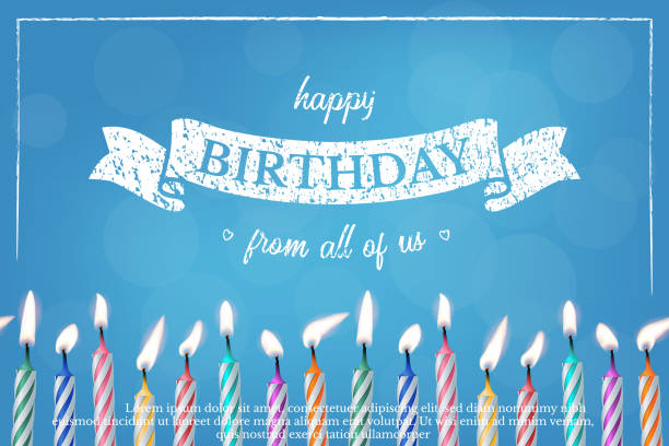 ilustrações, clipart, desenhos animados e ícones de modelo azul do projeto do cartão do cumprimento do aniversário - birthday wishes