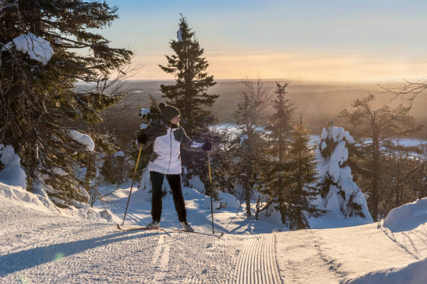 istock Woman cross country skiing 1133957074