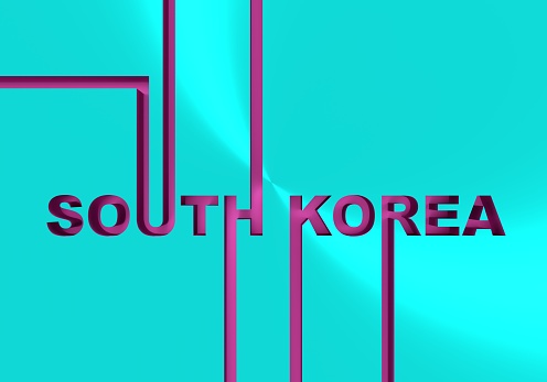 Image relative to South Korea travel theme. Creative vintage typography poster concept. 3D rendering