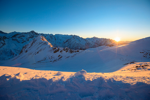 High mountain  landscape  At the top. Italian Alps  ski area. Passo Tonale. italy, Europe.