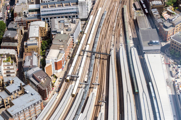 istock Aerial Train station england 1133957333