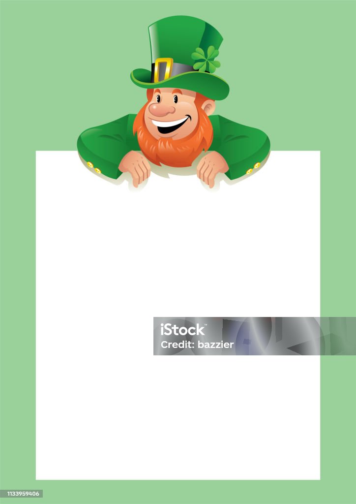 leprechaun with blank white paper vector of leprechaun with blank white paper Leprechaun stock vector