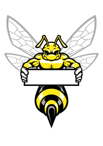 ilustraciones, imágenes clip art, dibujos animados e iconos de stock de avispón muscular wasp sosteniendo la bandera - coat concepts danger anger