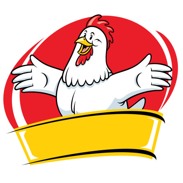 hühnerkartoon-maskottchen-stil charakter - chicken poultry cartoon cockerel stock-grafiken, -clipart, -cartoons und -symbole