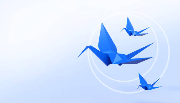 istock Folding birds Paper and peace on Pastel blue Background - 3d rendering 1133962568