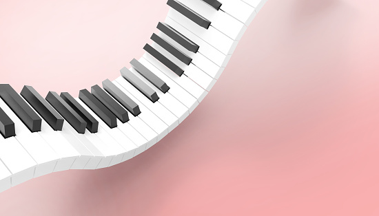 Piano keyboard Musical Art Concept on Pastel Pink Background - 3d rendering