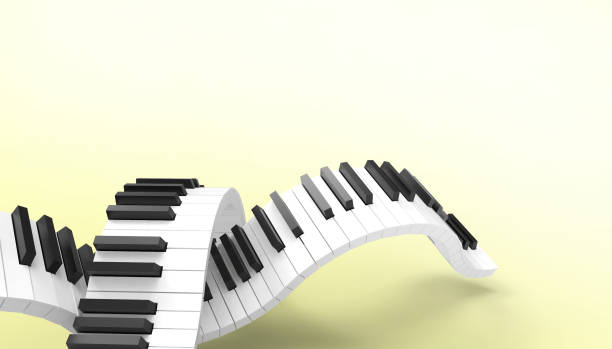istock Piano keyboard Musical Art Concept Art on Pastel Yellow Background - 3d rendering 1133962628