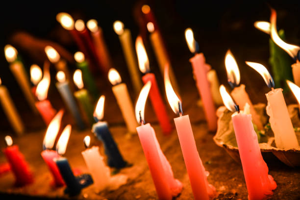 istock Colorful candles lights 1133963951