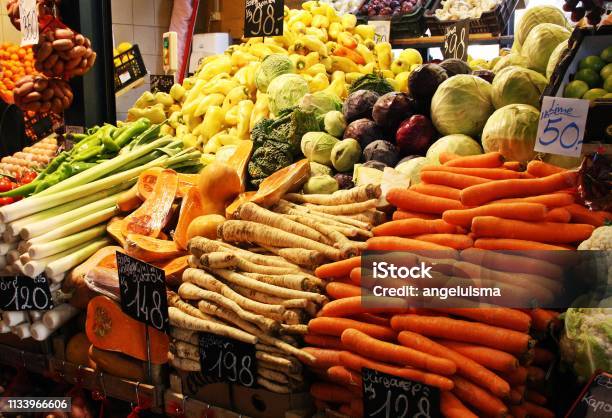Vegetables In A Market Of Budapest Stock Photo - Download Image Now - Agriculture, Budapest, Carrot