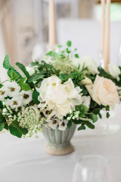 istock wedding table decorated by plates, knives and forks 1133968856