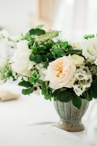 istock wedding table decorated by plates, knives and forks 1133968879