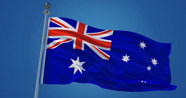 istock Australia flag in the wind, 3d illustration 1133968892