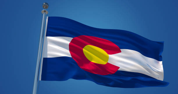 istock Colorado flag in the wind, 3d illustration 1133968893