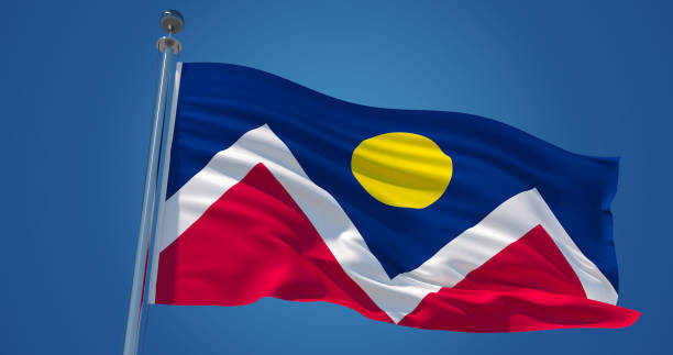istock Denver city flag in the wind, 3d illustration 1133968898