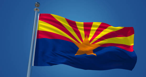 istock Arizona flag in the wind, 3d illustration 1133968909