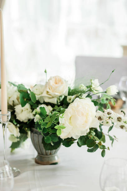 istock wedding table decorated by plates, knives and forks 1133968918