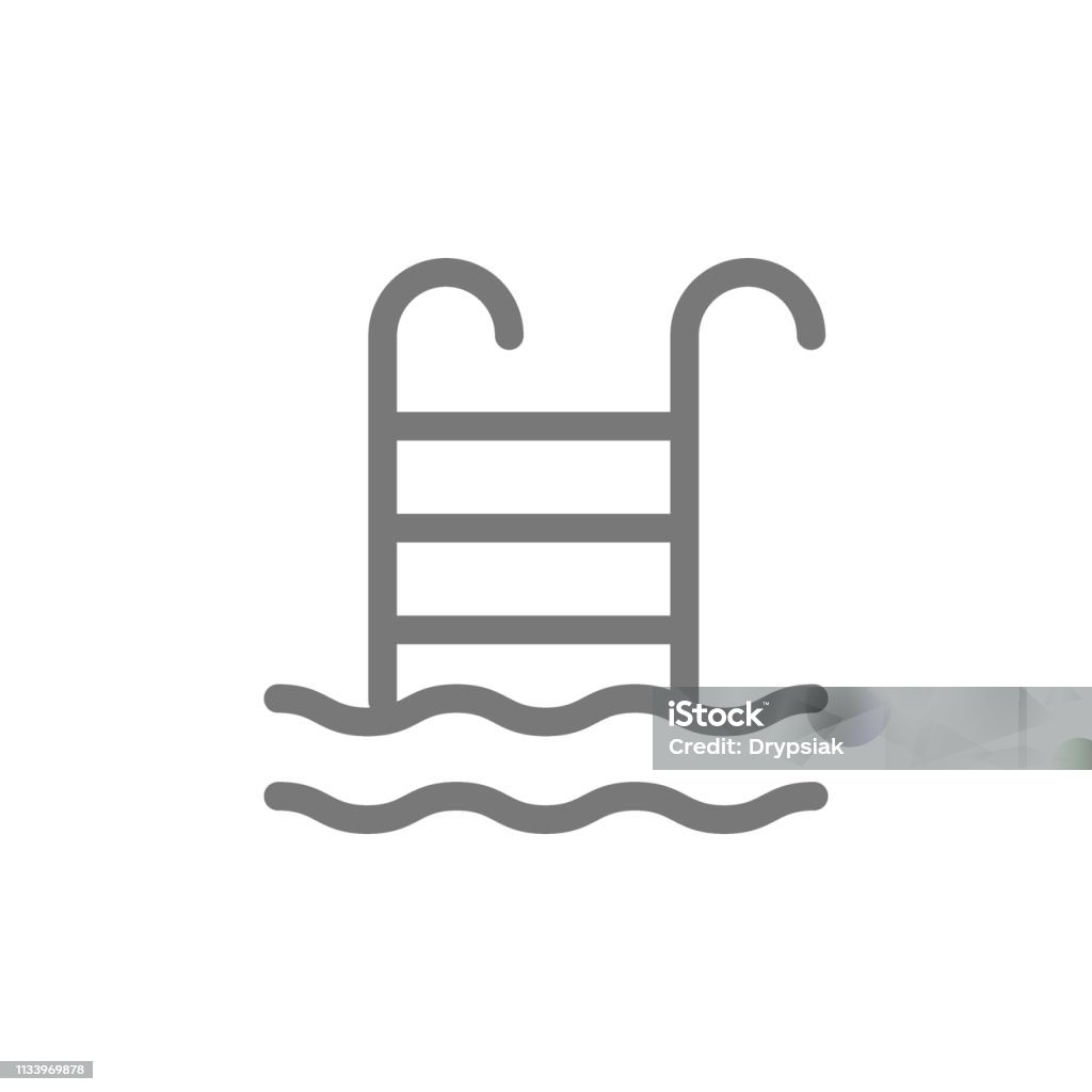 Vector swimming pool ladder line icon. Vector swimming pool ladder line icon. Symbol and sign illustration design. Isolated on white background Ladder stock vector