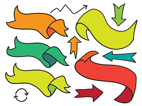 Triangle Ribbon Arrows Ribbons And Arrows Vector Set Stock Illustration - Download Image Now ...