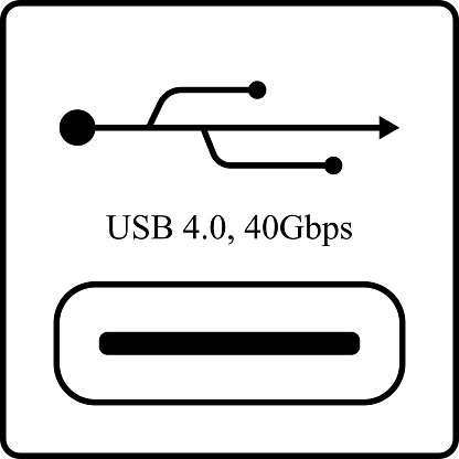 The USB 4 icon isolated on white background, EPS10 Design
