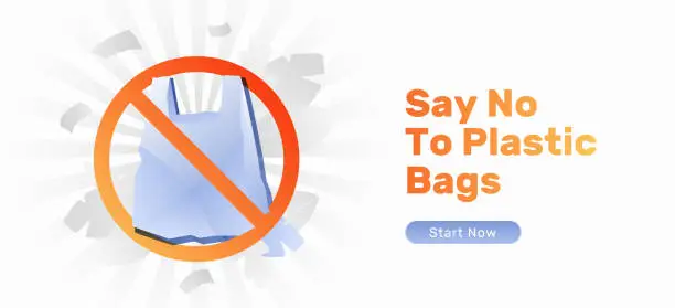 Vector illustration of Say No to Plastic Bags Banner