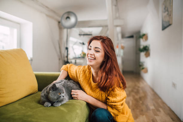 istock Happy girl petting a cat 1133976483