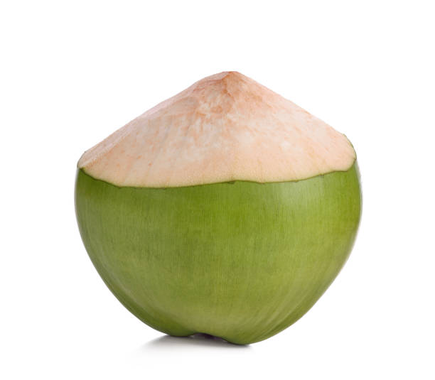 istock Green coconut fruit isolated on white background 1133977670