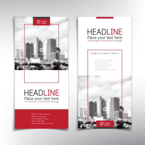 Vertical banner vector background template Vertical banner vector background template  - can be used for brochures, flyers, roll up ads and more rolling photos stock illustrations