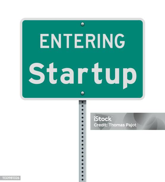 Entering Startup Road Sign Stock Illustration - Download Image Now - Advice, Arrival, Business