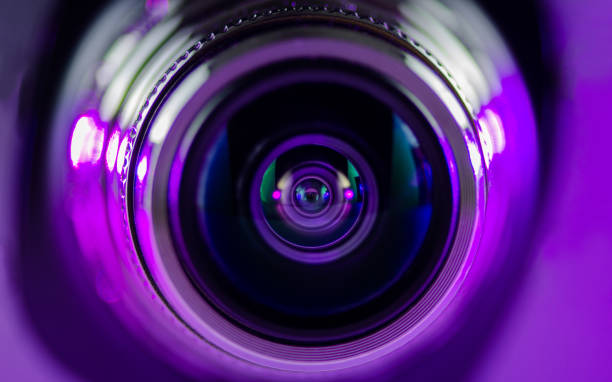 istock The camera lens and light purple-red 1133981420