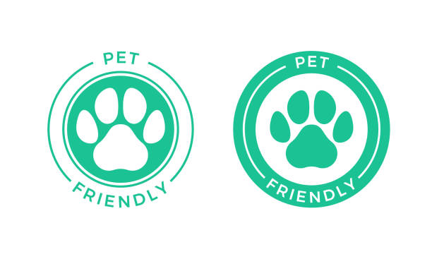evcil hayvanlara izin verilen otel tabelası için pet dostu logo simgesi. - friends stock illustrations