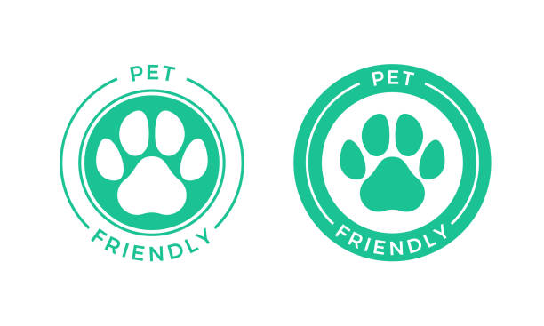 Pet friendly logo icon for Pets allowed hotel sign. Pet friendly logo icon for Pets allowed hotel sign. Vector animal welcome stamp animal stage stock illustrations