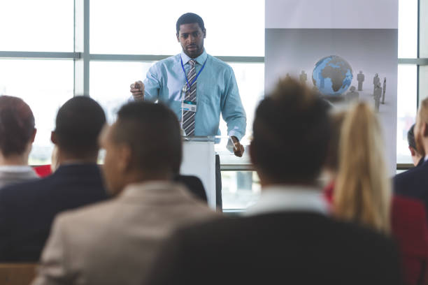 istock Male speaker speaks in a business seminar 1133983226