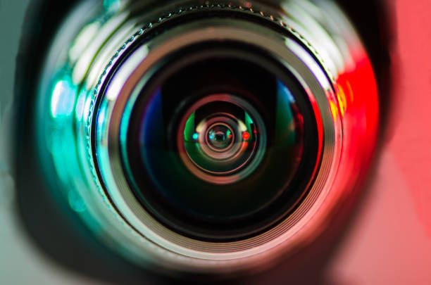 istock The camera lens and backlight red-green 1133983364