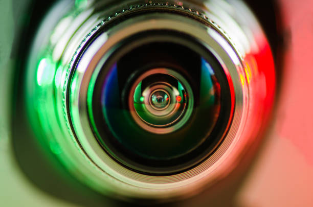 istock The camera lens and backlight red-green 1133983656