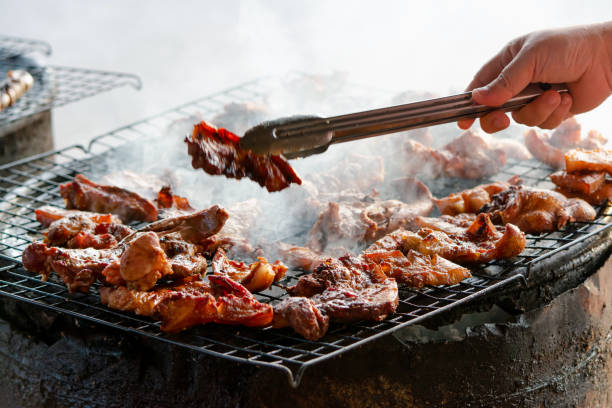 istock Grilled pork steaks on the grill 1133983699