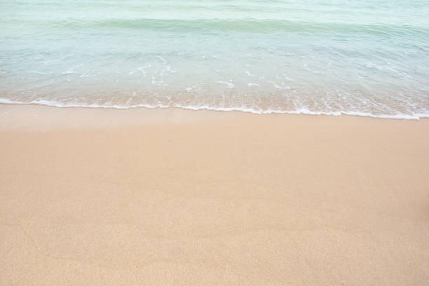 istock Soft wave of sea on empty sandy beach Background with copy space 1133984010