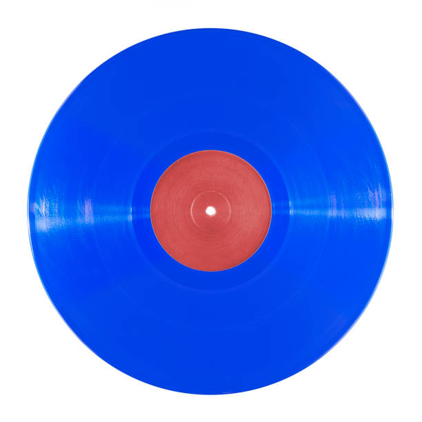 istock Blue DJ vinyl record plate for a music player  on a white background close-up 1133990593